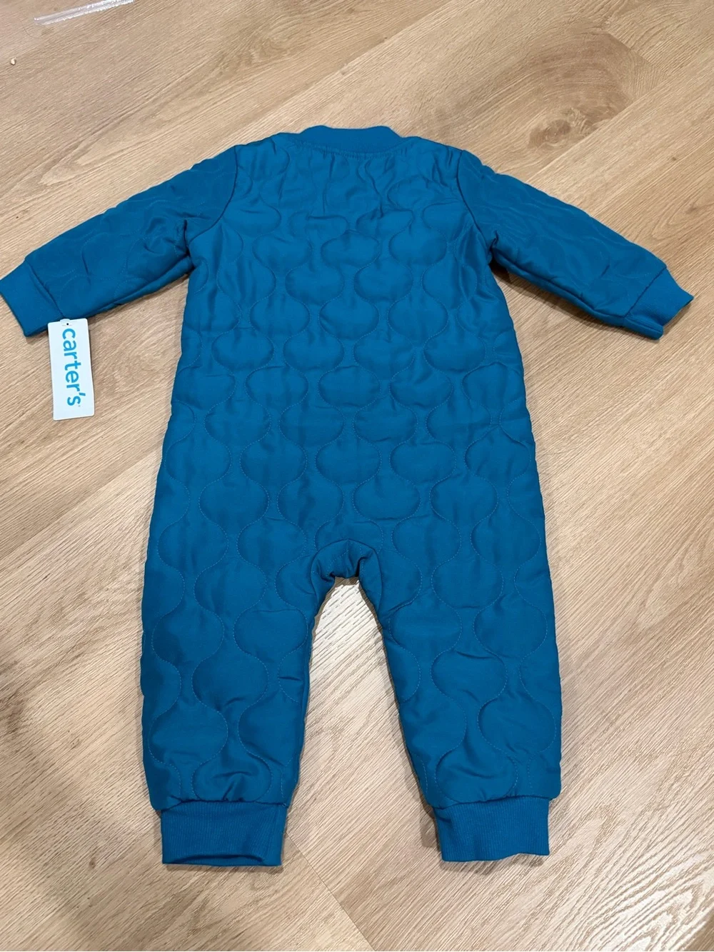 Carter's Teal Quilted Zipper Footie 12M